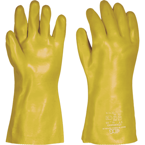 STANDARD gloves 35cm dipp.yellow PVC