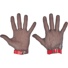 5-finger simple metal glove,size M red