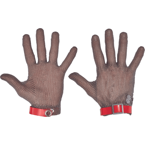 5-finger simple metal glove,size M red