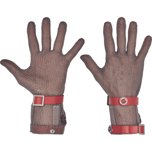 5-finger metal glove cuff 8cm M red