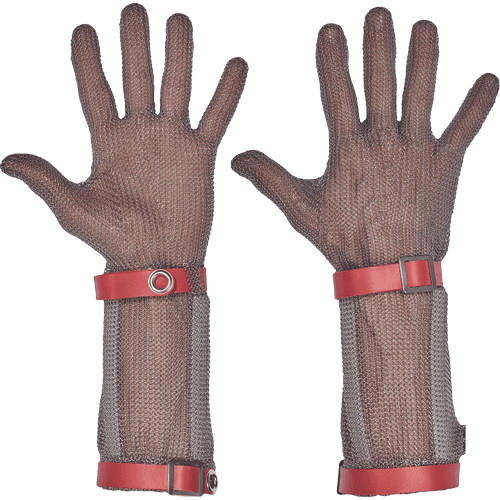 5-finger metal glove cuff 15cm S M red