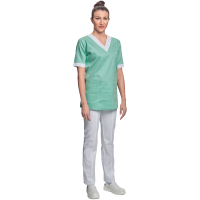 Shirt short sleeves lady white/green 