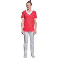 Shirt short sleeves lady red/white 