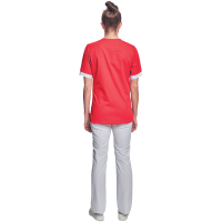 Shirt short sleeves lady red/white 