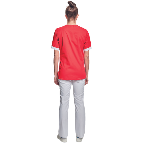 Shirt short sleeves lady red/white 