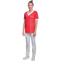 Shirt short sleeves lady red/white 