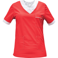 Shirt short sleeves lady red/white 