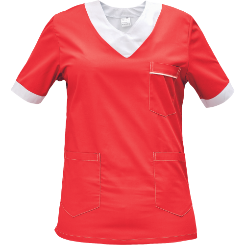 Shirt short sleeves lady red/white 