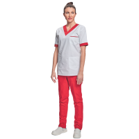 Shirt short sleeves lady white/red 