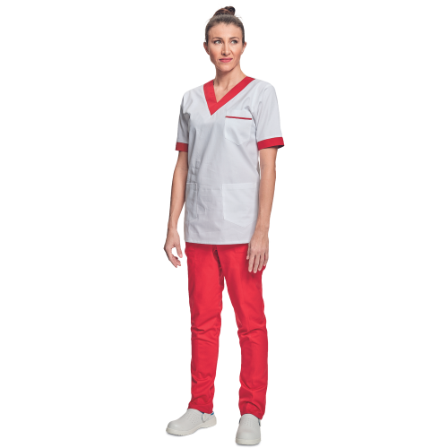 Shirt short sleeves lady white/red 