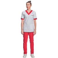 Shirt short sleeves lady white/red 
