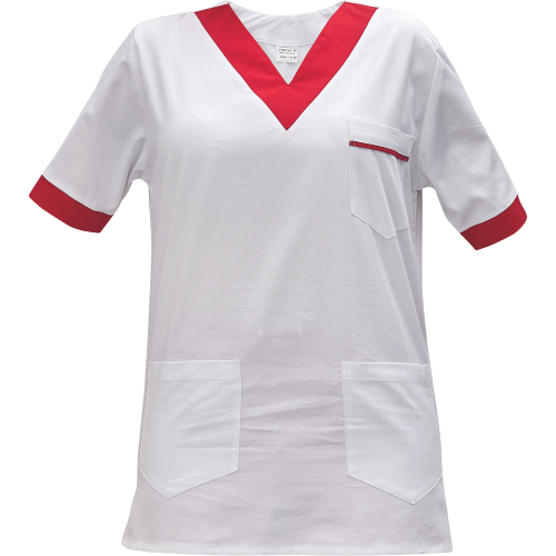 Shirt short sleeves lady white/red 