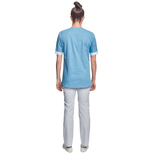 Shirt short sleeves lady l.blue/white 