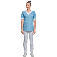 Shirt short sleeves lady l.blue/white 