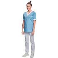 Shirt short sleeves lady l.blue/white 