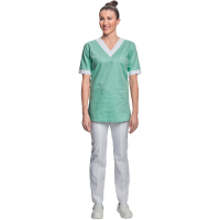 Shirt short sleeves lady green/white 