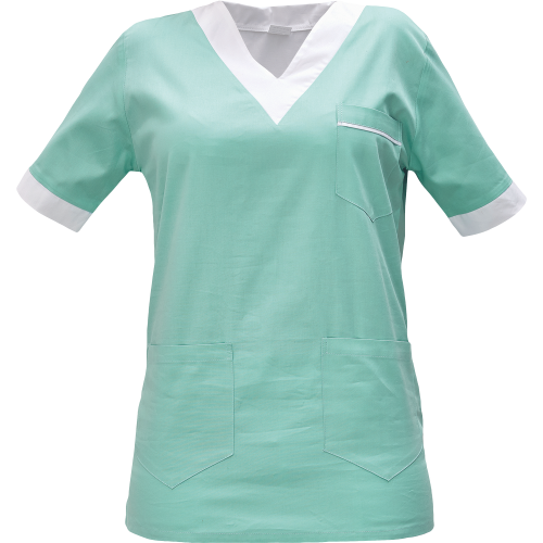 Shirt short sleeves lady green/white 