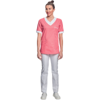 Shirt short sleeves lady pink/white 