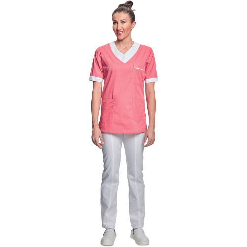 Shirt short sleeves lady pink/white 