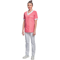 Shirt short sleeves lady pink/white 