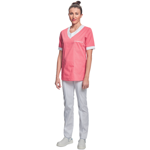 Shirt short sleeves lady pink/white 