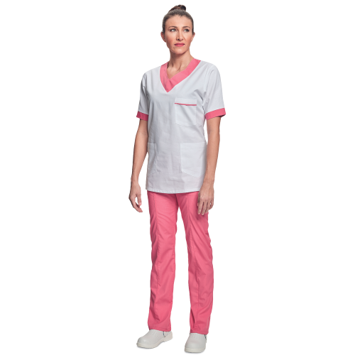 Shirt short sleeves lady white/pink 