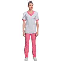 Shirt short sleeves lady white/pink 
