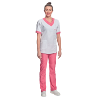 Shirt short sleeves lady white/pink 