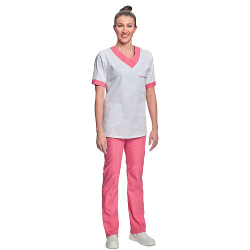 Shirt short sleeves lady white/pink 