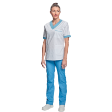 Shirt short sleeves lady white/l.blue 