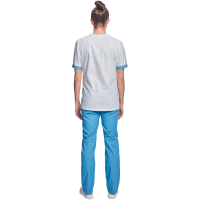 Shirt short sleeves lady white/l.blue 