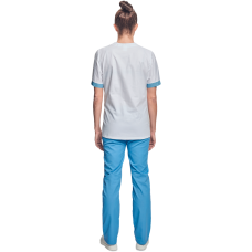 Shirt short sleeves lady white/l.blue 