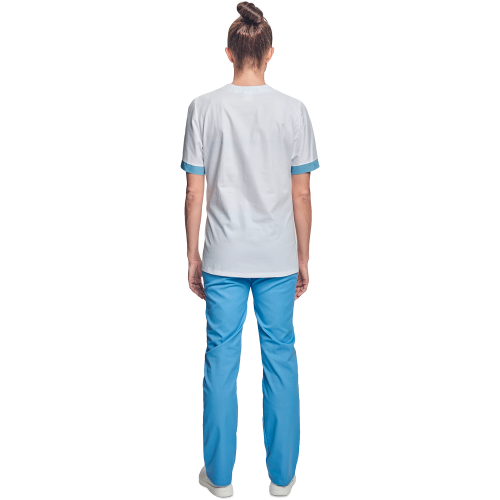 Shirt short sleeves lady white/l.blue 