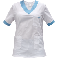 Shirt short sleeves lady white/l.blue 