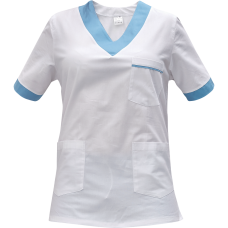 Shirt short sleeves lady white/l.blue 