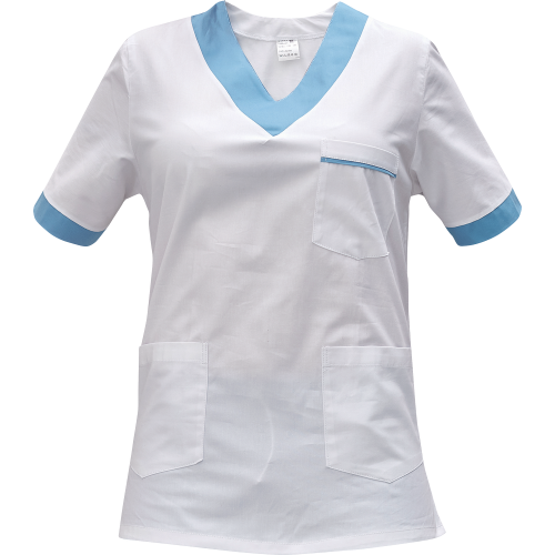 Shirt short sleeves lady white/l.blue 
