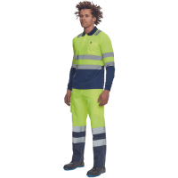 LEON HV polokošeľa dl.ruk. žltá/tmavo modrá