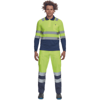 LEON HV polokošeľa dl.ruk. žltá/tmavo modrá