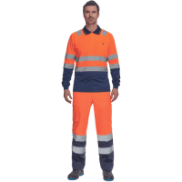 LEON HV poloshirt long sl.orange/navy