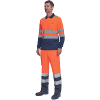 LEON HV poloshirt long sl.orange/navy