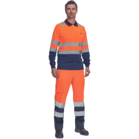 LEON HV poloshirt long sl.orange/navy