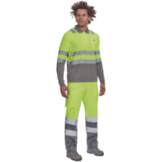 LEON HV polokošeľa dl.rukáv žltá/sivá