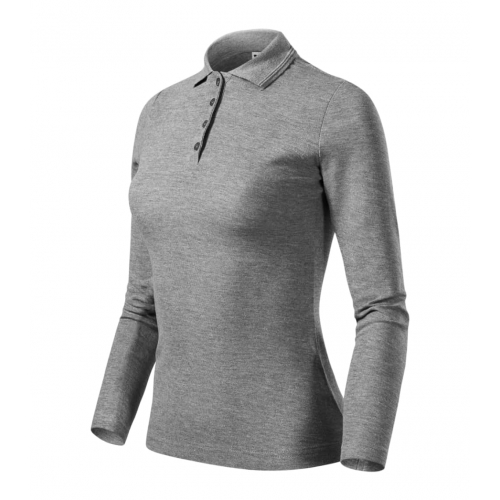 Polo Shirt women’s Pique Polo LS 231 dark gray melange