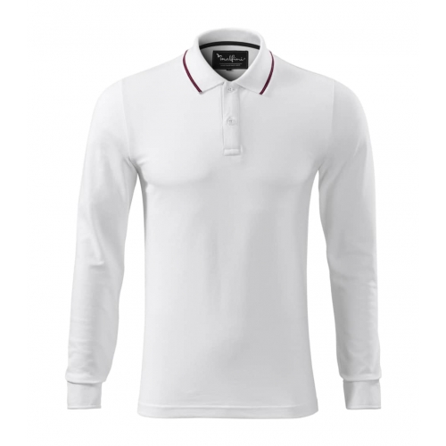 Polo Shirt men’s Contrast Stripe LS 258 white