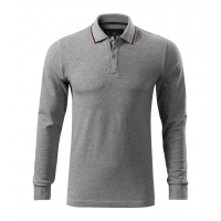 Polo Shirt men’s Contrast Stripe LS 258 dark gray melange