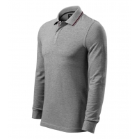 Polo Shirt men’s Contrast Stripe LS 258 dark gray melange