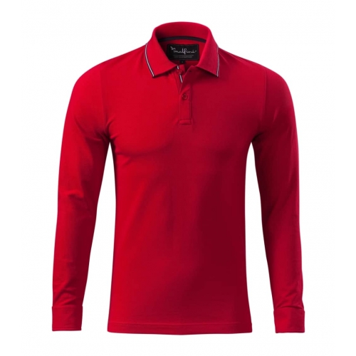 Polo Shirt men’s Contrast Stripe LS 258 formula red