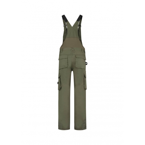 Pracovné nohavice s trakmi unisex T67 vojenské zelené