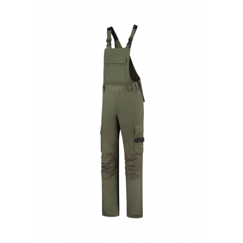 Pracovné nohavice s trakmi unisex T67 vojenské zelené