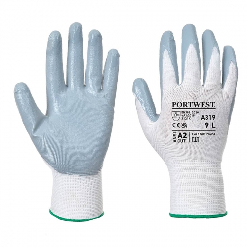 Flexo Grip Nitrile Glove (Retail Pack) Grey/White